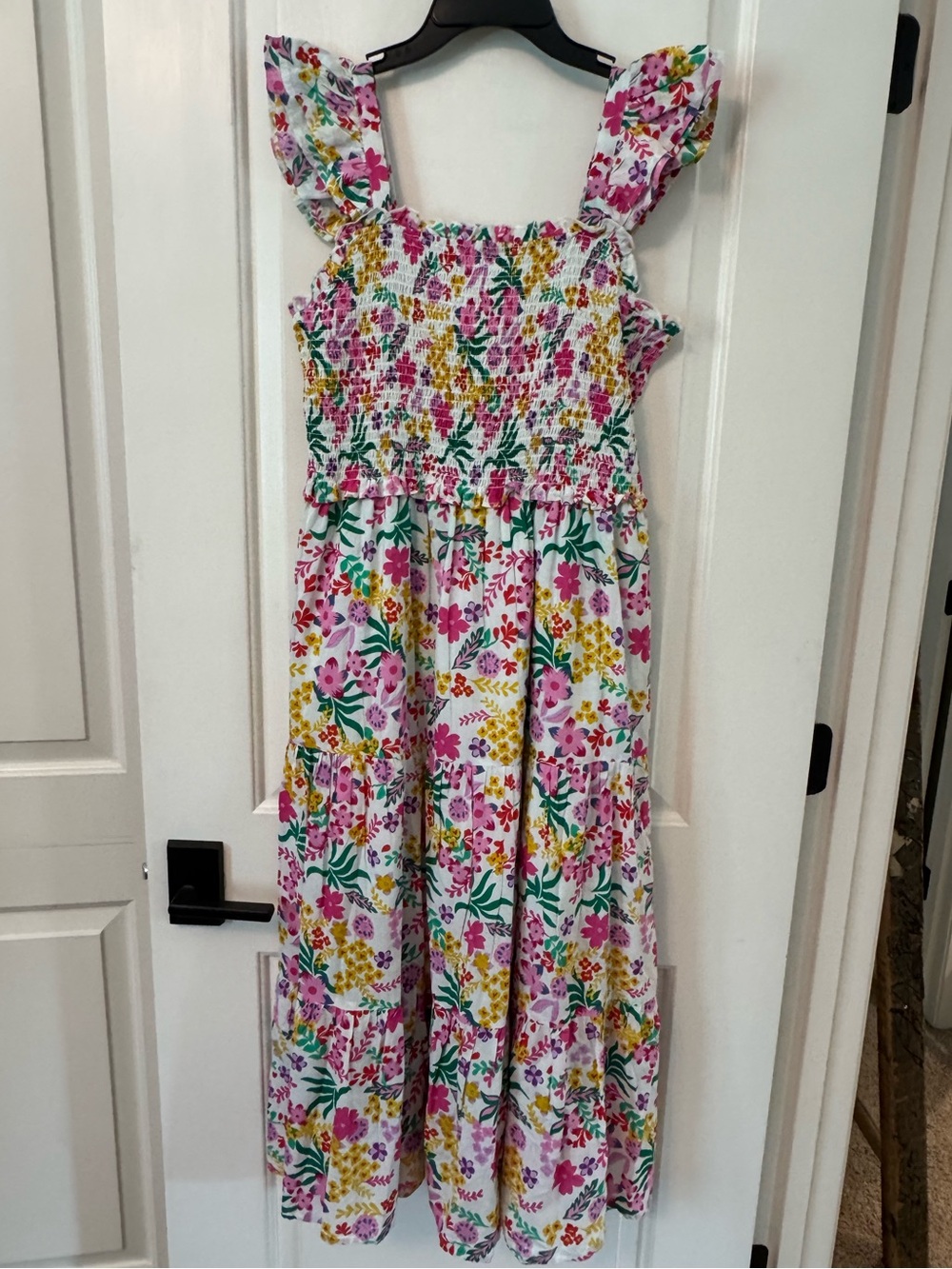 THML Multicolor Floral Smocked Dress - Pink, Yellow & Green